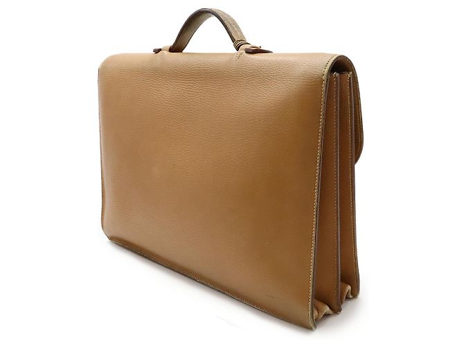 Hermès Ardennes Sac à Dépêches Mallette Timbre U (1991) Marron Beige - vue 2