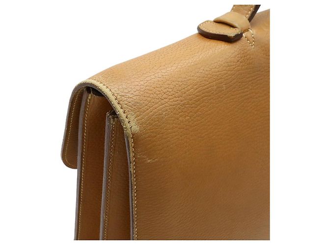 Hermès Ardennes Sac à Dépêches Mallette Timbre U (1991) Marron Beige - vue 4