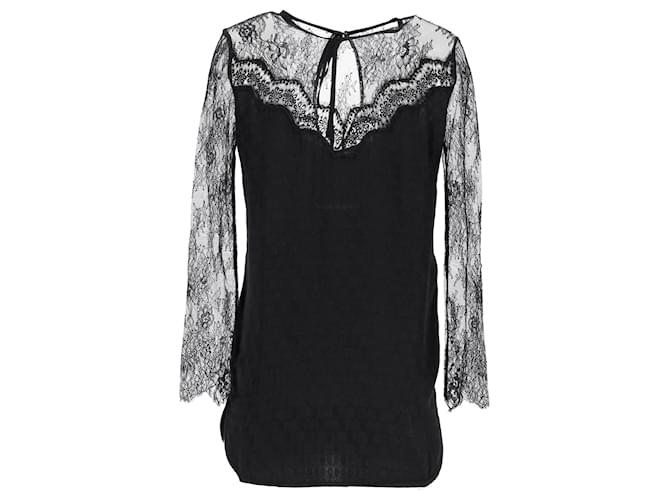 Schwarze Polyesterbluse mit Spitzendetails von Sandro Paris - Ansicht 3