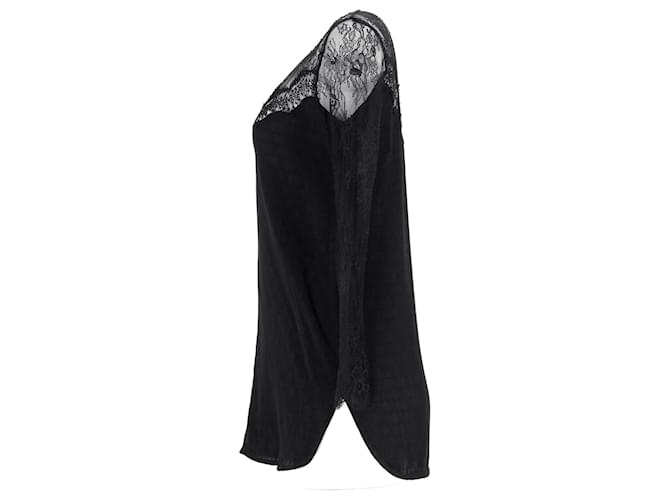 Schwarze Polyesterbluse mit Spitzendetails von Sandro Paris - Ansicht 7