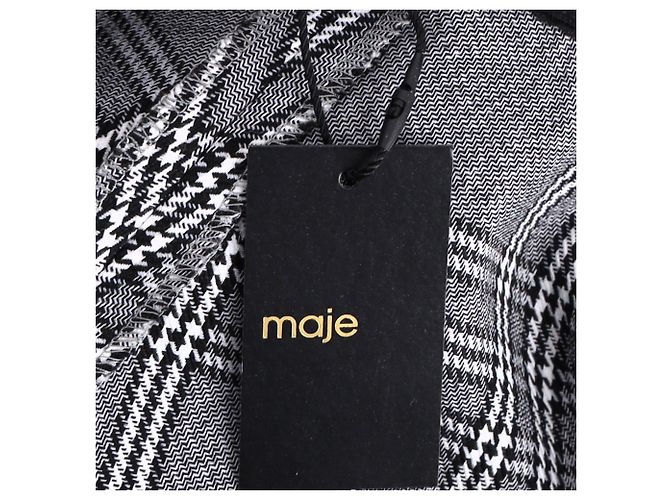 Maje Karierte Mini-Kleid mit Kreuzträgern aus grauem Polyester - Ansicht 4