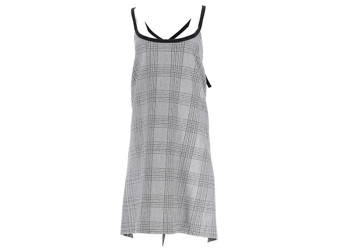 Maje Karierte Mini-Kleid mit Kreuzträgern aus grauem Polyester - Ansicht 6