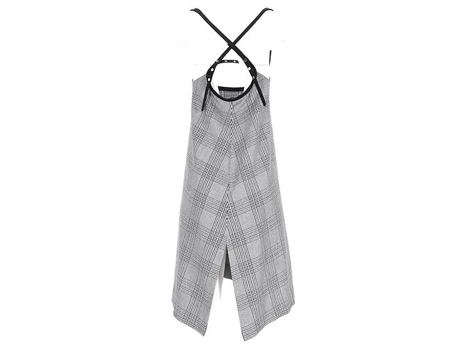Maje Karierte Mini-Kleid mit Kreuzträgern aus grauem Polyester - Ansicht 8