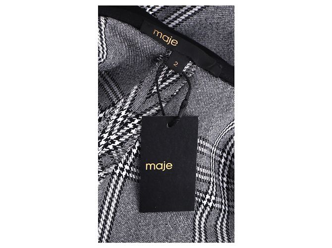 Maje Karierte Mini-Kleid mit Kreuzträgern aus grauem Polyester - Ansicht 9