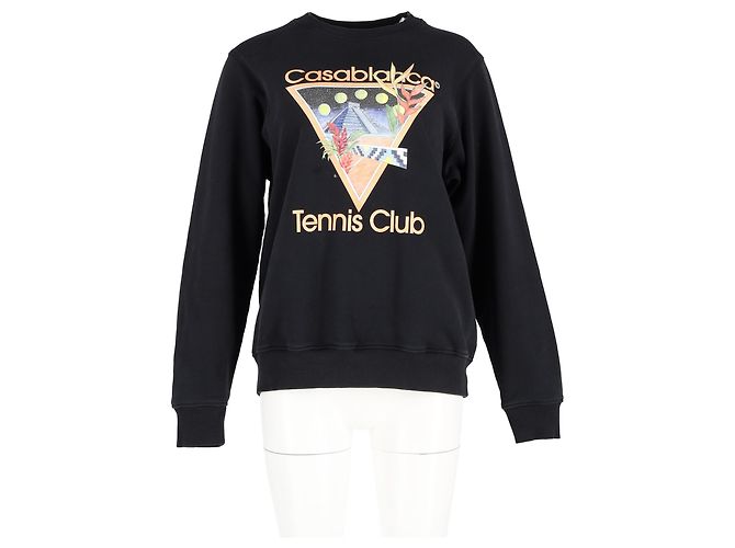 Autre Marque Casablanca Tennis Club Sweatshirt aus schwarzer Baumwolle - Ansicht 4