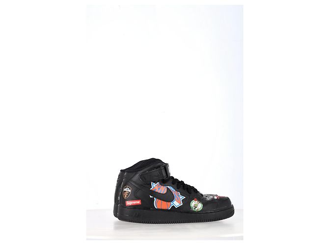 Supreme x Nike Air Force 1 Mid Sneakers Supreme in Pelle Nera Nero - vista 10