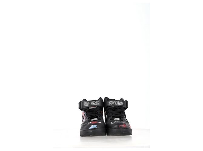 Supreme x Nike Air Force 1 Mid Sneakers Supreme in Pelle Nera Nero - vista 11