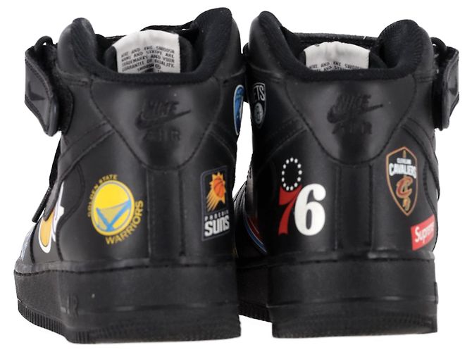 Supreme x Nike Air Force 1 Mid Sneakers Supreme in Pelle Nera Nero - vista 5
