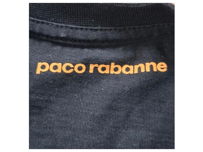 Camiseta negra de algodón con fruncidos Paco Rabanne Negro - vista 3