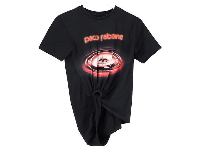 Camiseta negra de algodón con fruncidos Paco Rabanne Negro - vista 4