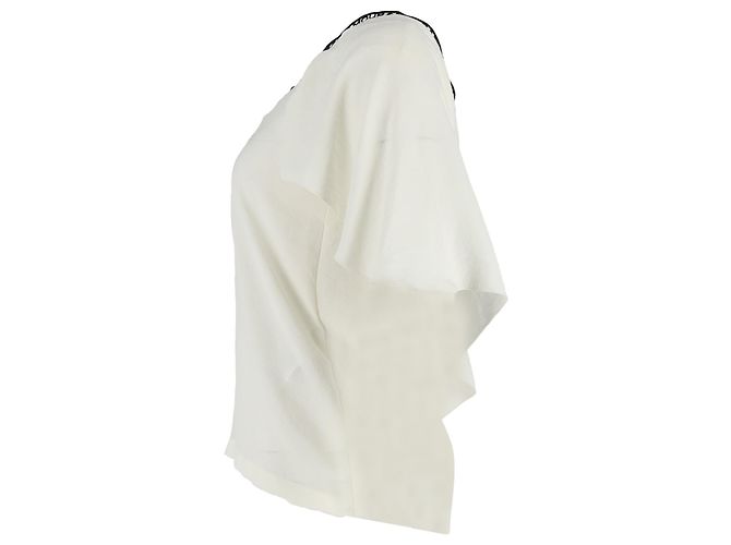 Maje Amour V-Ausschnitt Bluse aus cremefarbenem Polyester Weiß Roh - Ansicht 2