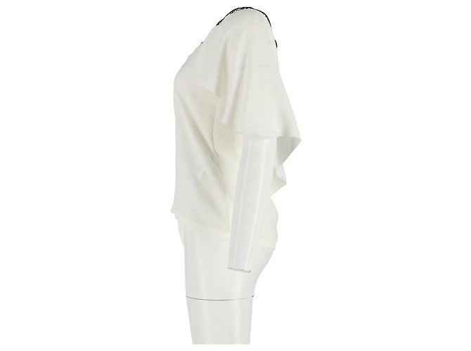Maje Amour V-Ausschnitt Bluse aus cremefarbenem Polyester Weiß Roh - Ansicht 5