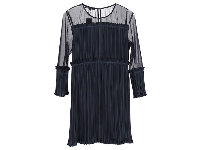 Maje Ritzy Plissiertes Mini-Kleid aus Polyester in Marineblau - Ansicht 2