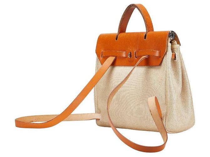 Herbag Hermès Zaino Hermes Toile H Eolebag Ad PM Marrone Timbro B (1998) Beige - vista 2