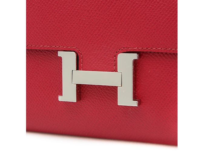 Hermès Portefeuille Hermes Constance To-Go en rubis Rouge - vue 4