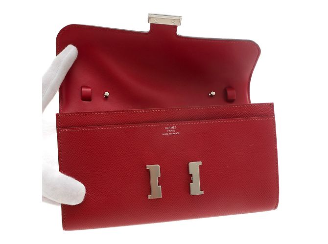 Hermès Portefeuille Hermes Constance To-Go en rubis Rouge - vue 5
