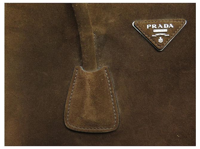 Tote BORSA A MANO PRADA IN SCAMOSCIATO MARRONE CON TRACOLLA - vista 16