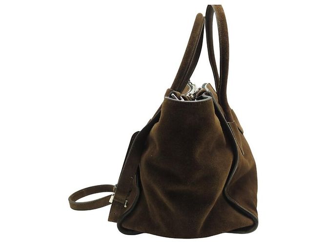 Tote BORSA A MANO PRADA IN SCAMOSCIATO MARRONE CON TRACOLLA - vista 4