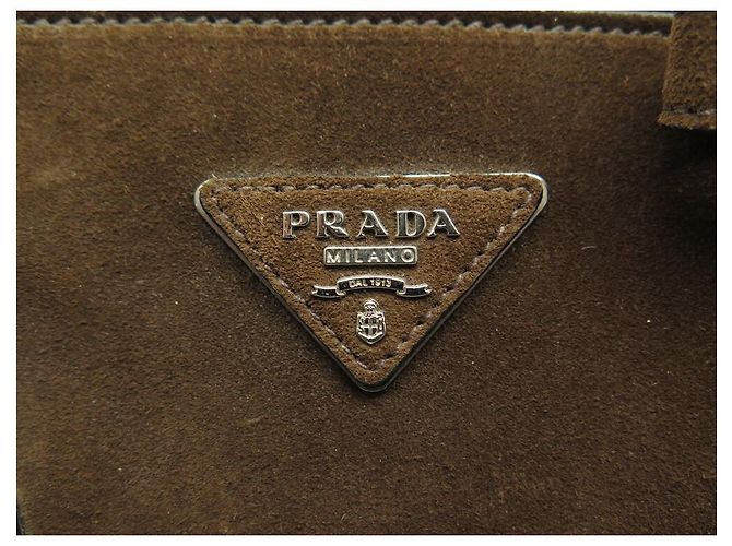 Tote BORSA A MANO PRADA IN SCAMOSCIATO MARRONE CON TRACOLLA - vista 8
