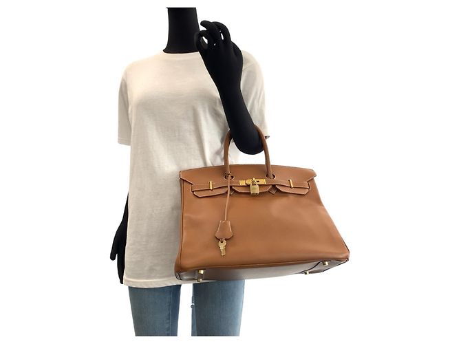 Hermès Vintage Birkin 35 Handtasche Braun Golden - Ansicht 10
