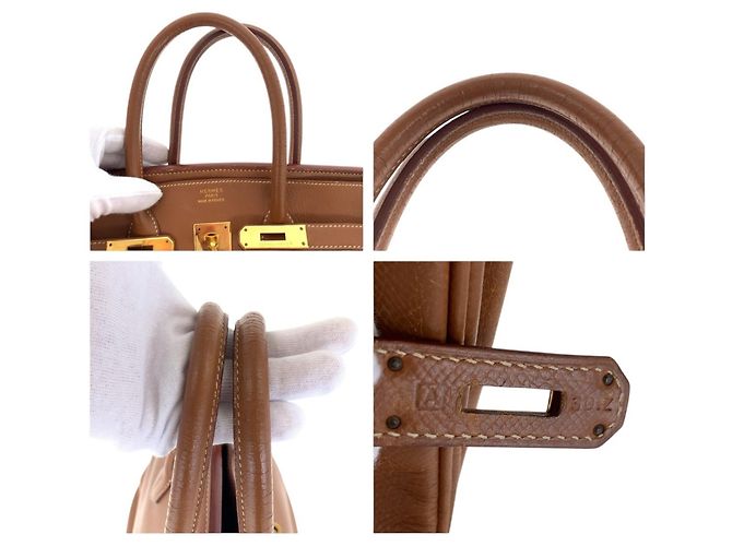 Hermès Vintage Birkin 35 Handtasche Braun Golden - Ansicht 6