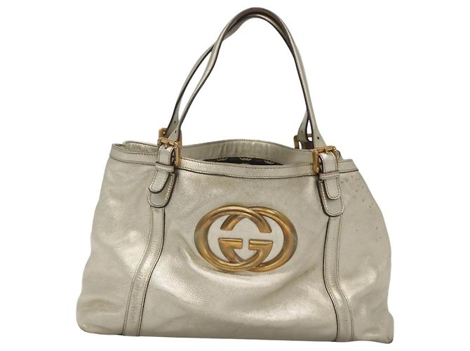 GUCCI Interlocking Tote Bag Leder Gold 162094 Auth KD453 Golden - Ansicht 13