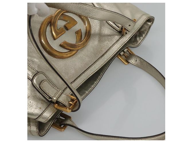 GUCCI Interlocking Tote Bag Leder Gold 162094 Auth KD453 Golden - Ansicht 6