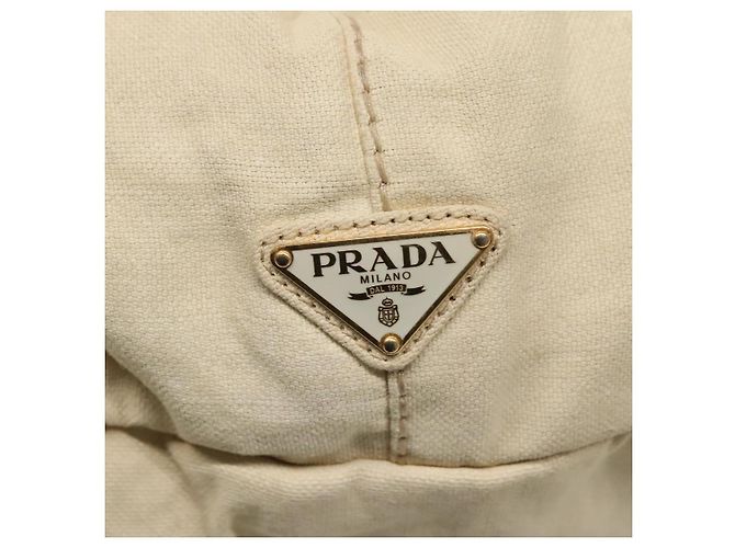 PRADA Canapa GM Borsa a mano in tela bianca oro Auth bs24371 Bianco D'oro - vista 10