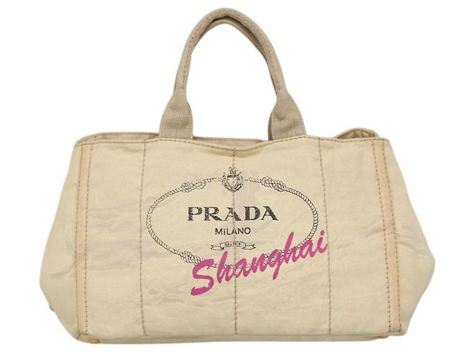 PRADA Canapa GM Borsa a mano in tela bianca oro Auth bs24371 Bianco D'oro - vista 13