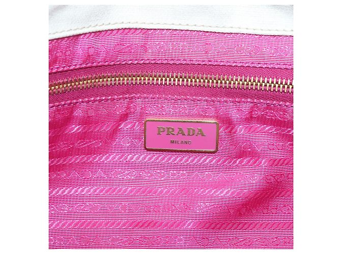 PRADA Canapa GM Borsa a mano in tela bianca oro Auth bs24371 Bianco D'oro - vista 17