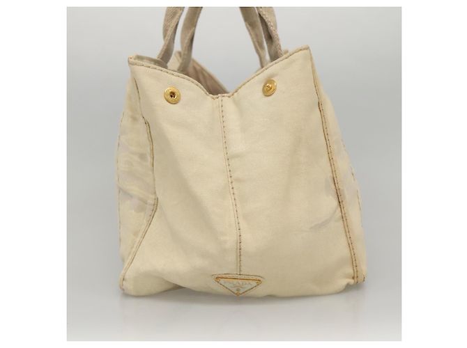 PRADA Canapa GM Borsa a mano in tela bianca oro Auth bs24371 Bianco D'oro - vista 3