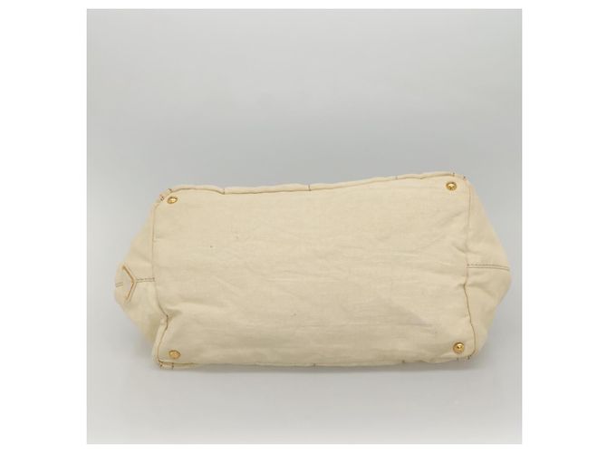 PRADA Canapa GM Borsa a mano in tela bianca oro Auth bs24371 Bianco D'oro - vista 5