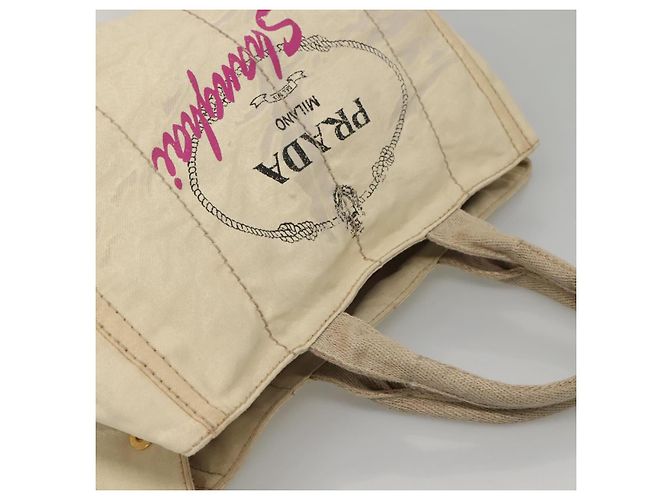 PRADA Canapa GM Borsa a mano in tela bianca oro Auth bs24371 Bianco D'oro - vista 6