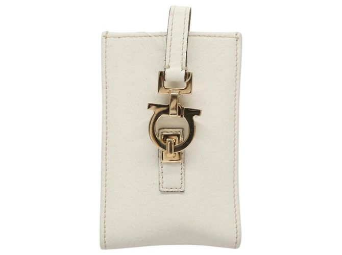 Pochette in pelle Gancini Salvatore Ferragamo bianca Auth KD566 Bianco - vista 13