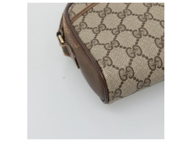 GUCCI GG Supreme Web Sherry Line Bolsa PVC Bege Ouro 116 02 089 Auth BD1622 Dourado - vista 14