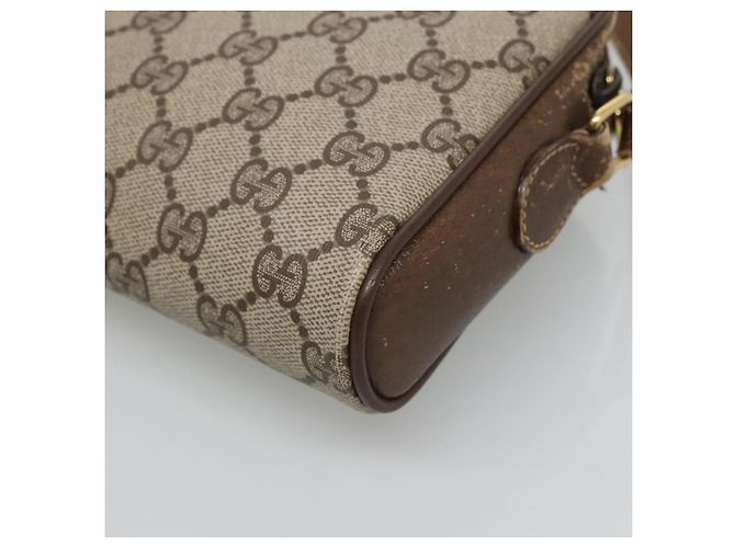 GUCCI GG Supreme Web Sherry Line Bolsa PVC Bege Ouro 116 02 089 Auth BD1622 Dourado - vista 15