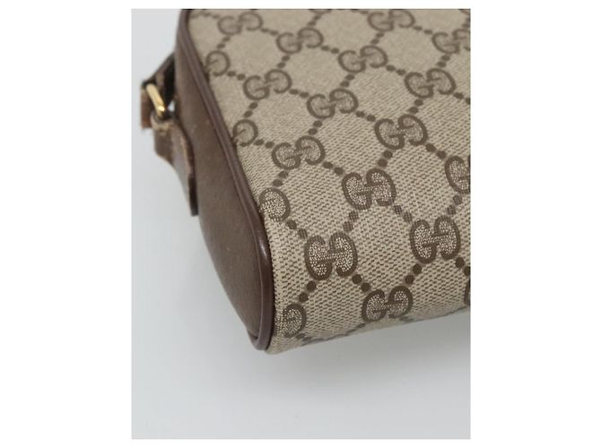GUCCI GG Supreme Web Sherry Line Bolsa PVC Bege Ouro 116 02 089 Auth BD1622 Dourado - vista 16