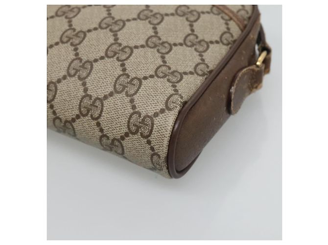 GUCCI GG Supreme Web Sherry Line Bolsa PVC Bege Ouro 116 02 089 Auth BD1622 Dourado - vista 9