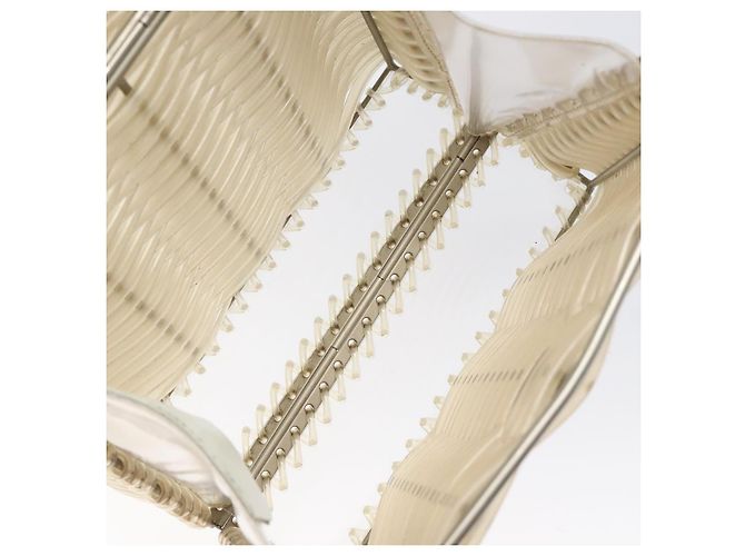 Borsa a mano Gancini in vinile trasparente argento Auth BD1554 di Salvatore Ferragamo - vista 10