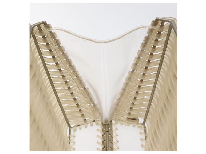 Borsa a mano Gancini in vinile trasparente argento Auth BD1554 di Salvatore Ferragamo - vista 11
