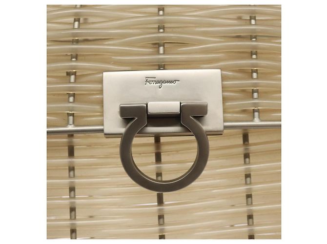 Borsa a mano Gancini in vinile trasparente argento Auth BD1554 di Salvatore Ferragamo - vista 18
