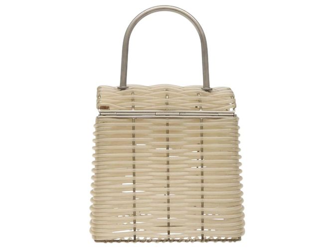 Borsa a mano Gancini in vinile trasparente argento Auth BD1554 di Salvatore Ferragamo - vista 2