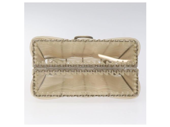 Borsa a mano Gancini in vinile trasparente argento Auth BD1554 di Salvatore Ferragamo - vista 5