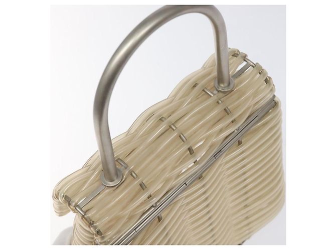 Borsa a mano Gancini in vinile trasparente argento Auth BD1554 di Salvatore Ferragamo - vista 6