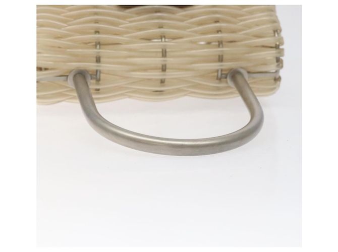 Borsa a mano Gancini in vinile trasparente argento Auth BD1554 di Salvatore Ferragamo - vista 7