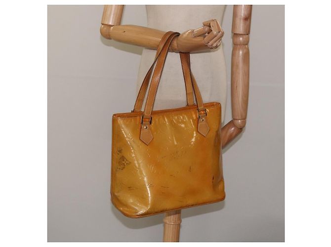 LOUIS VUITTON Monogram Vernis Bolsa de Mano Houston Beige M91004 LV Auth KD482 - vista 24