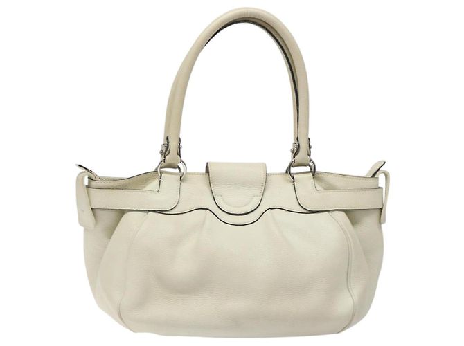 Borsa a Spalla Gancini in Pelle Bianca Argento Auth KD545 di Salvatore Ferragamo Bianco - vista 2
