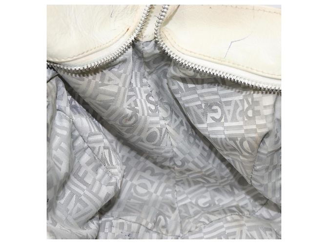 Borsa a Spalla Gancini in Pelle Bianca Argento Auth KD545 di Salvatore Ferragamo Bianco - vista 21