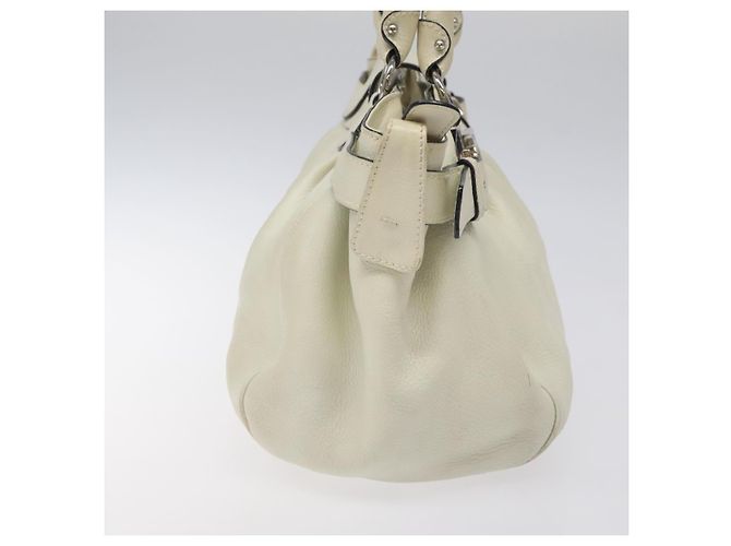 Borsa a Spalla Gancini in Pelle Bianca Argento Auth KD545 di Salvatore Ferragamo Bianco - vista 3