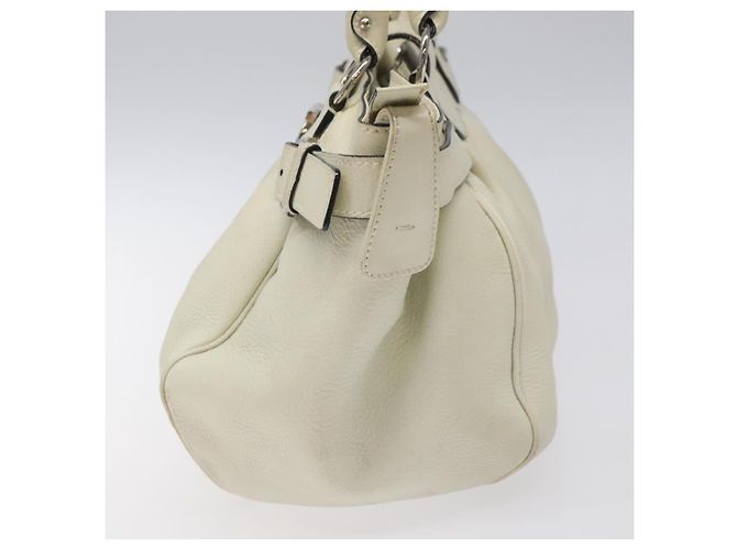 Borsa a Spalla Gancini in Pelle Bianca Argento Auth KD545 di Salvatore Ferragamo Bianco - vista 4